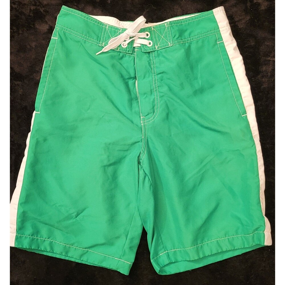 Mossimo Men's Board Shorts Size 30 Green & White Vertical Stripe Mesh Lining